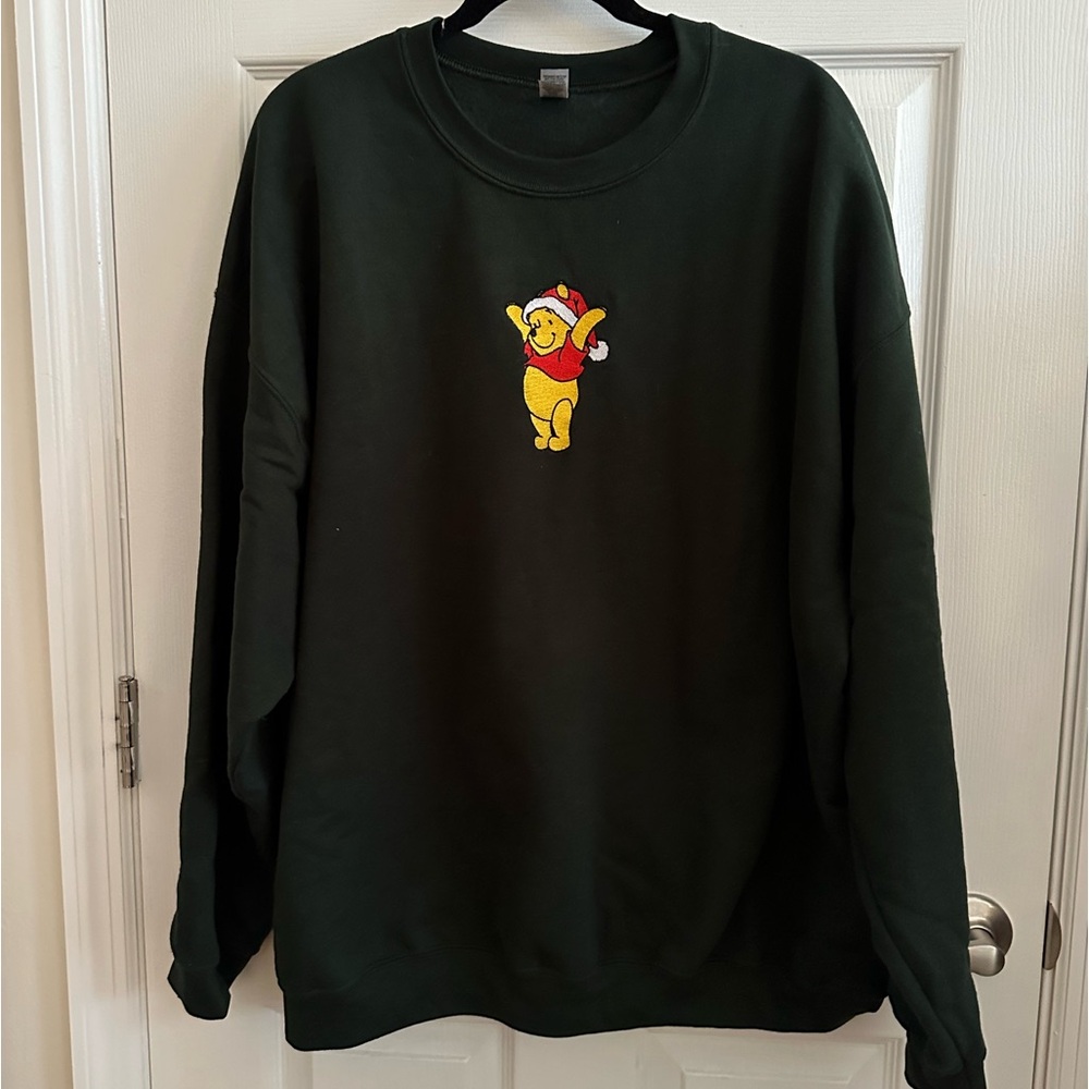 Disney Winnie the Pooh Embroidered Christmas Crewneck 2XL